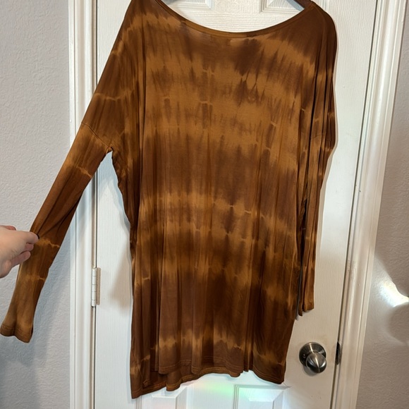 Piko Tunic Tye Dye Burnt Orange Long Sleeve Shirt - Picture 3 of 3